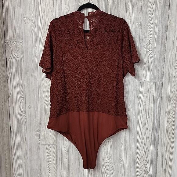 Torrid Brown Lace Short Sleeve Bodysuit Womens Plus Size 3X NWT - Picture 4 of 11